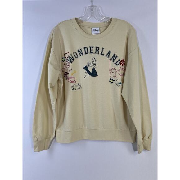 Disney Classics Alice in wonderland Cream Embroidered Sweatshirt Sz M - Picture 6 of 10